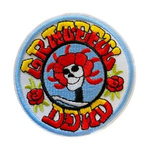 Grateful Dead Skull Circle Band Patch Embroidered Iron-On Festival Concert NEW